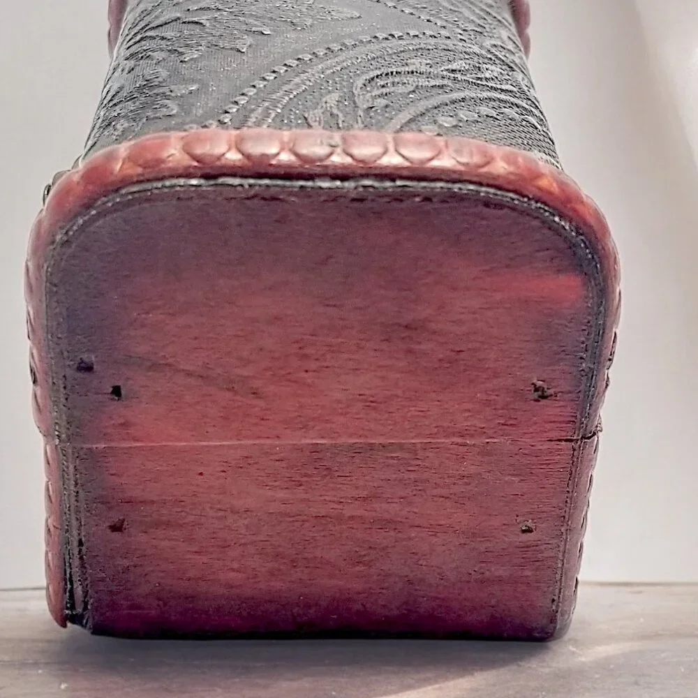 Mini Wooden Treasure Chest Box W/Bronze Color Floral Antique Style Spiritual Box - Picture 2 of 16